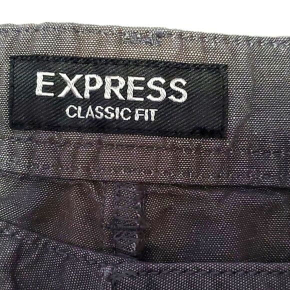 Express Gray Linen Blend Classic Fit Summer Boardwalk Shorts - Picture 7 of 10